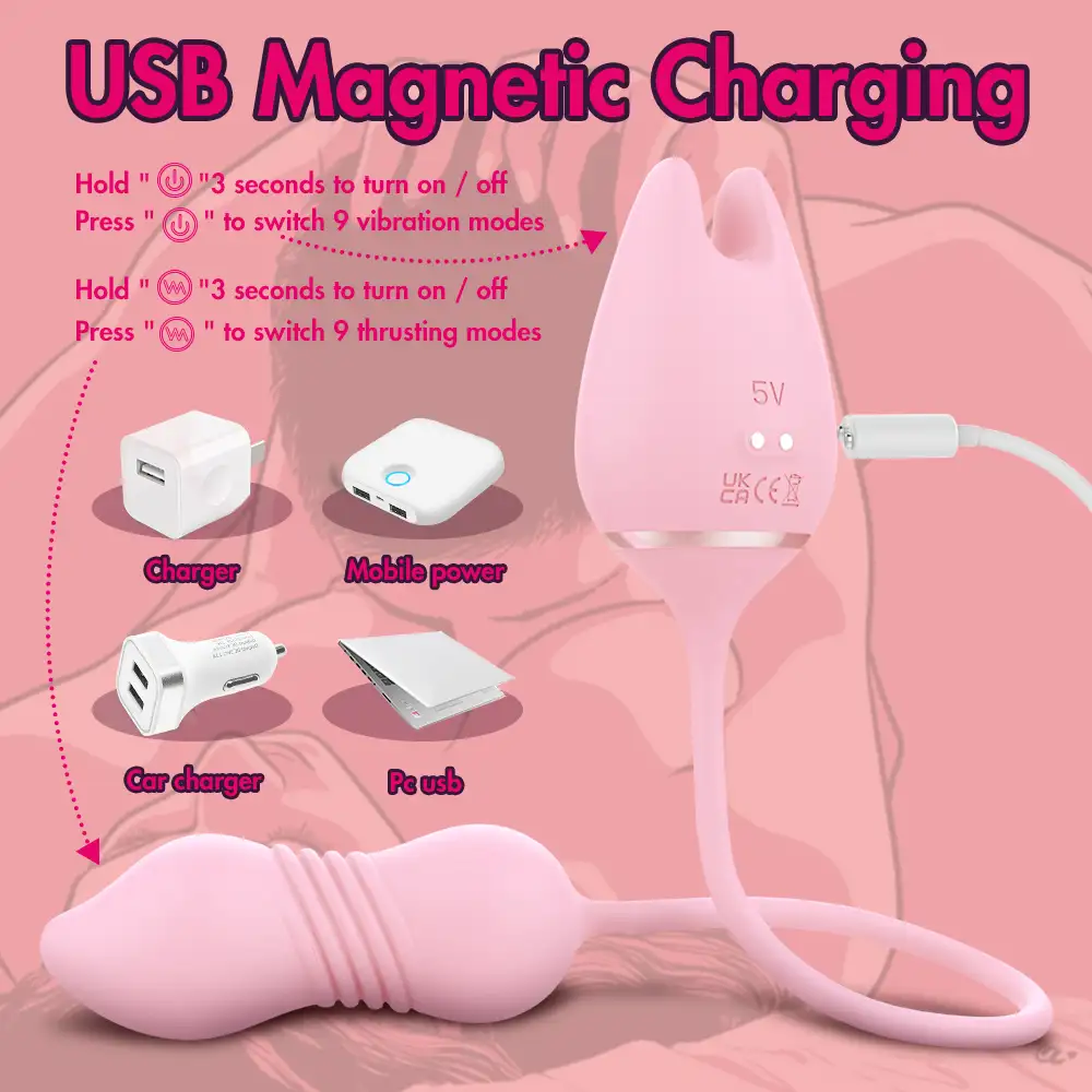 Shopicat Wonder lady Thrusting and Vibrating Dual Stimulation Bullet Vibrator-5